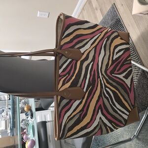 Pink and Brown Tote with Vibrant Animal Print